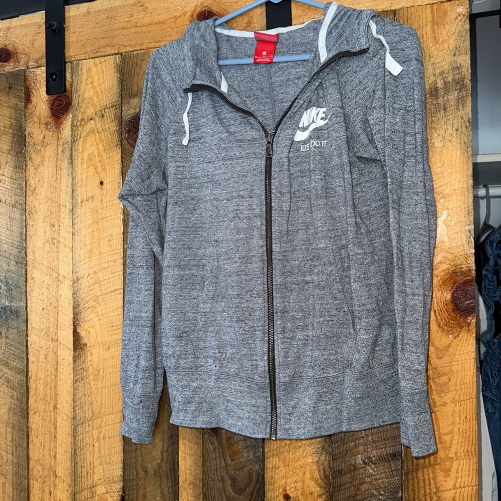 Nike Women's Gray Heather Full-Zip Bomber Hoodie Jacket
